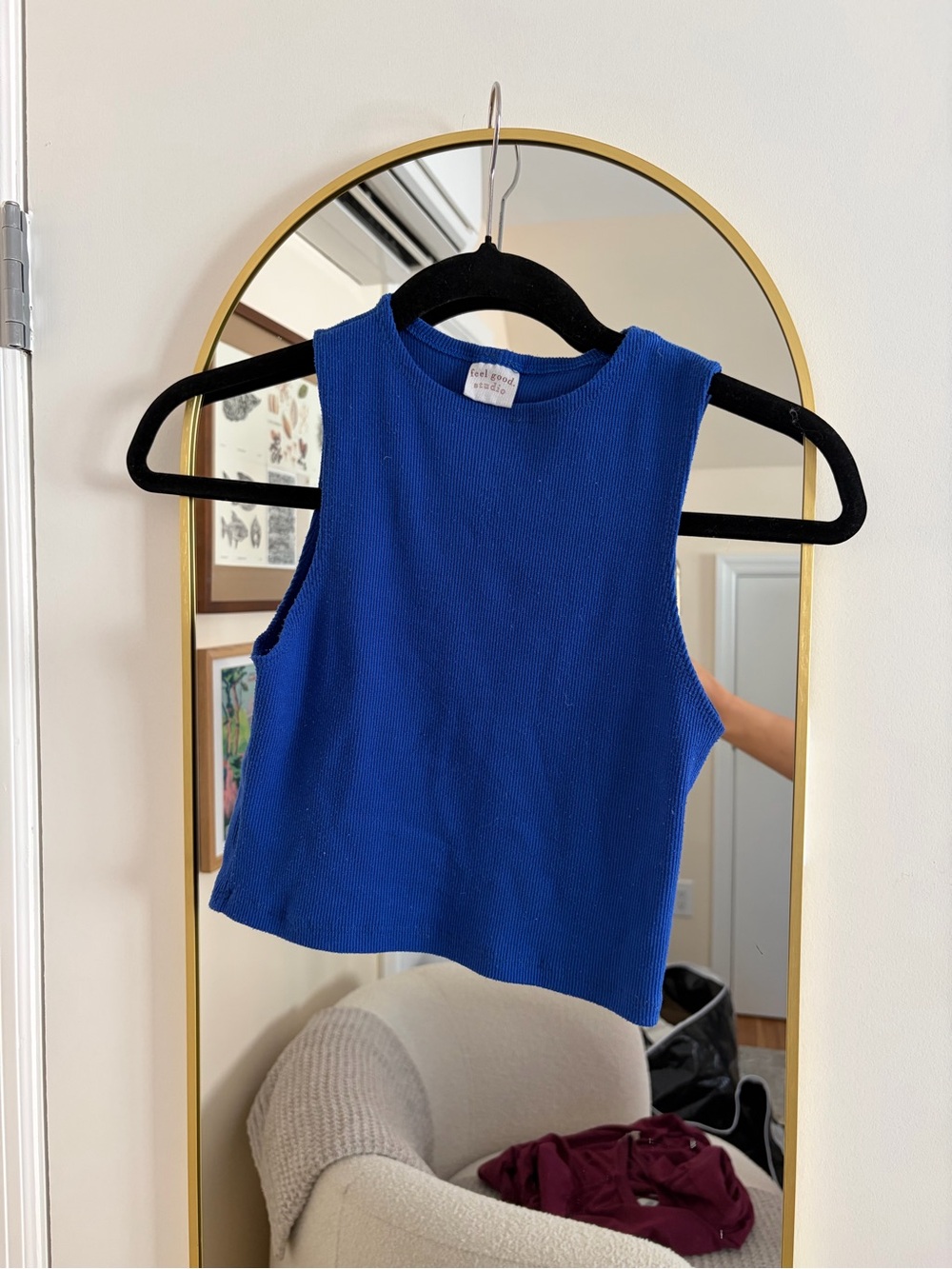 Royal Blue Ribbed Crop Tank Top